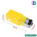 ১০০ RPM ৩-৬V TT ডুয়াল শাফট ডিসি হলুদ BO গিয়ার মোটর