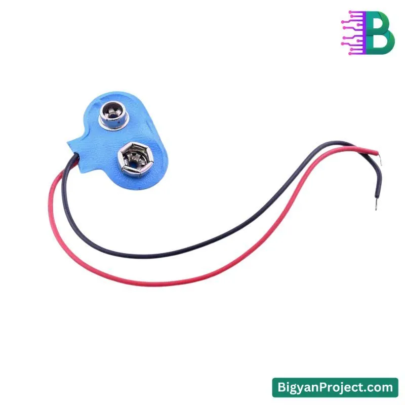 9V Battery Cap with T-Type Connector and 15cm Wire