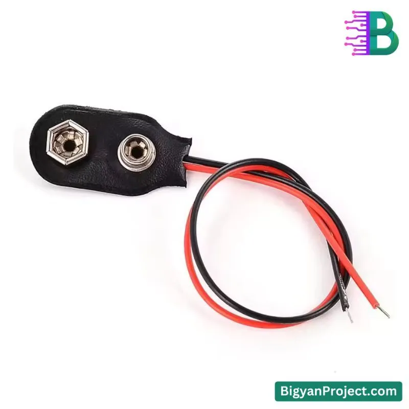 9V Battery Cap with T-Type Connector and 15cm Wire