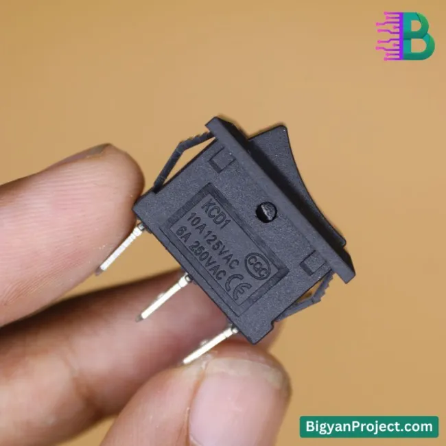 3 Pin SPDT Rocker Switch On Off On AC 6A 250V