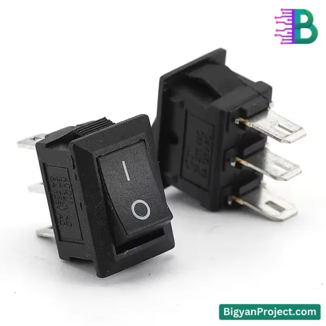 3 Pin SPDT Rocker Switch On Off On AC 6A 250V