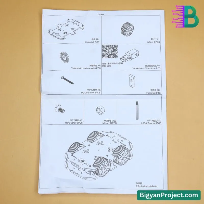 4-Wheel Robotic Car Chassis Kit – BO Motor & Acrylic