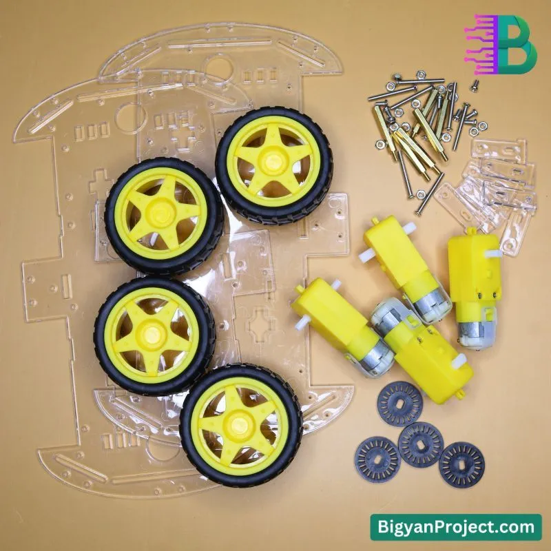4-Wheel Robotic Car Chassis Kit – BO Motor & Acrylic