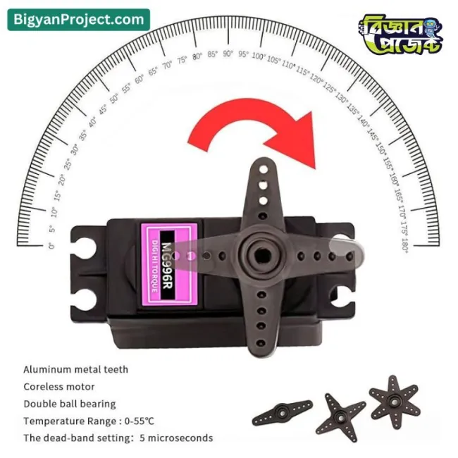 MG996R Servo Motor 180° Buy Online Metal Gear for RC & Robot