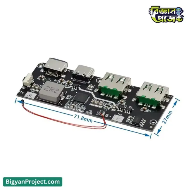 22.5W Power Bank Charging Module QC4.0 Dual USB Type-C & Micro