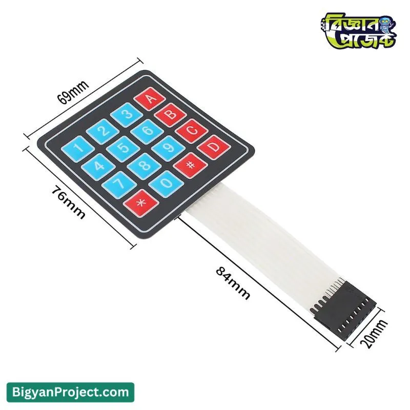 4x4 কীপ্যাড ১৬ কী মেমব্রেন সুইচ আরডুইনো ESP32 এর জন্য