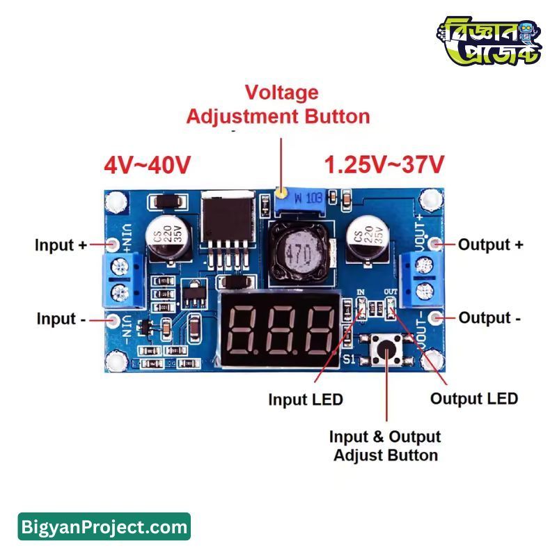 LM2596 ডিসি-ডিসি বাক কনভার্টার মডিউল কিনুন ডিসপ্লে সহ