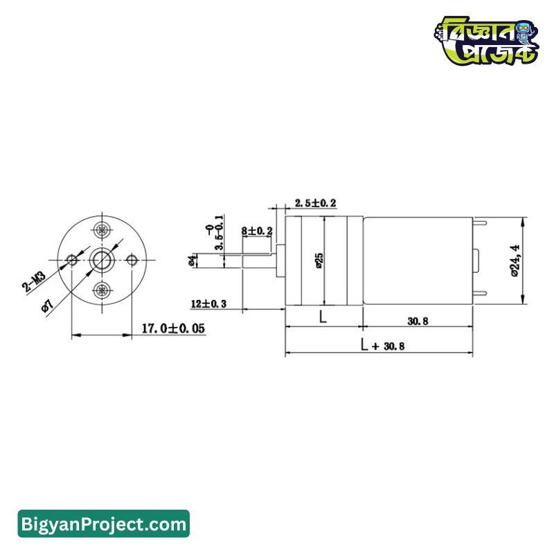 DC 12V 25GA-370 Metal Gear Motor 100RPM Buy Online