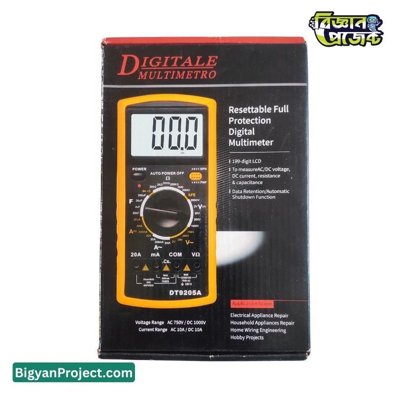 Buy DT-9205A digital multimeter with hFE and continuity