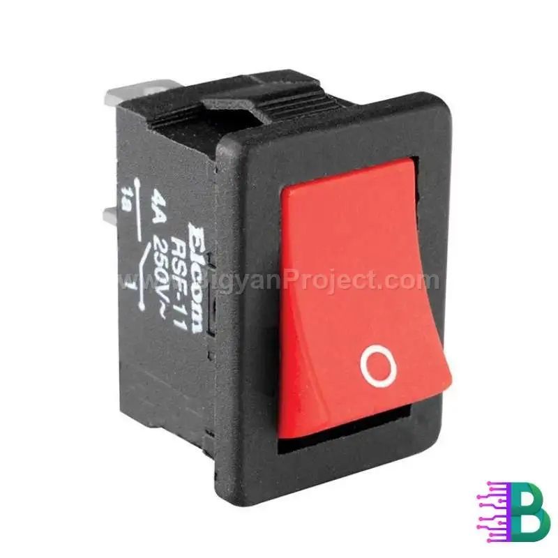 2 Pins SPST Rocker Switch 6A 250V AC - Red Plastic